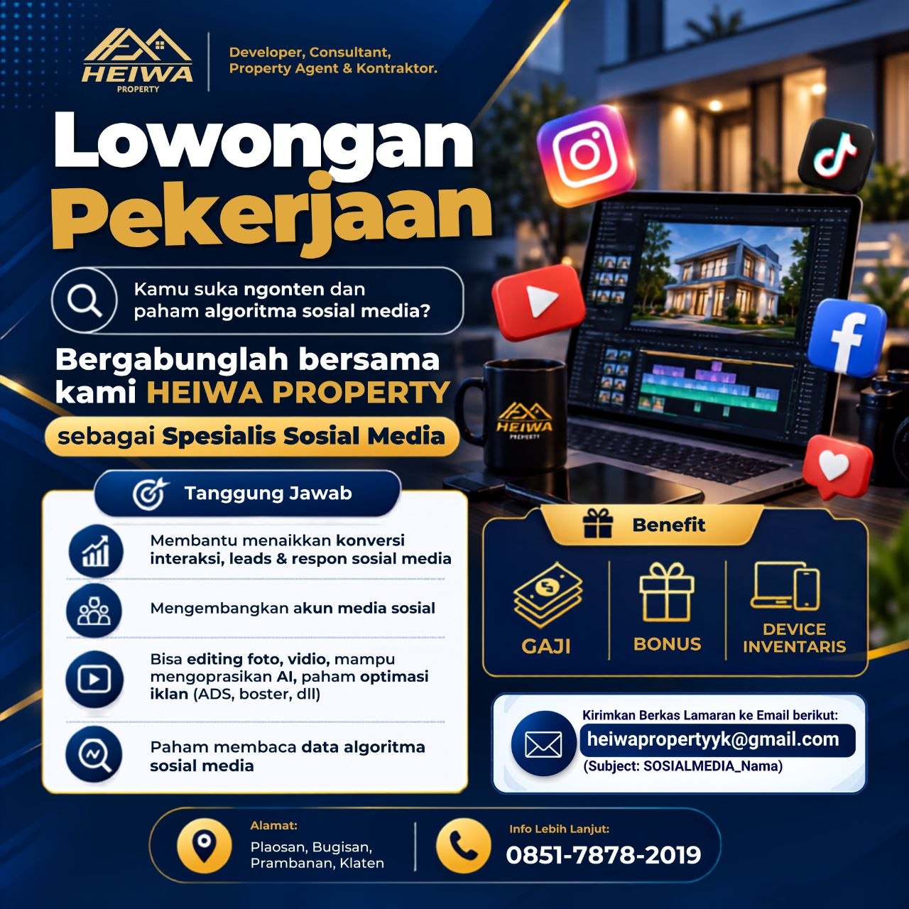 Poster lowongan Heiwa Property
