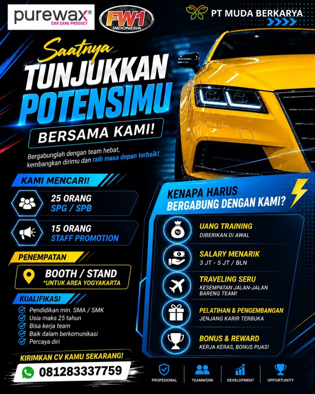 Poster lowongan PT MUDA BERKARYA