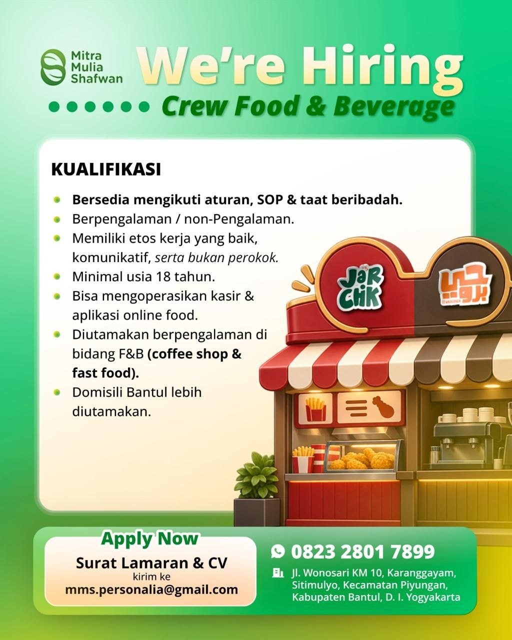 Poster lowongan Mitra Mulia Shafwan