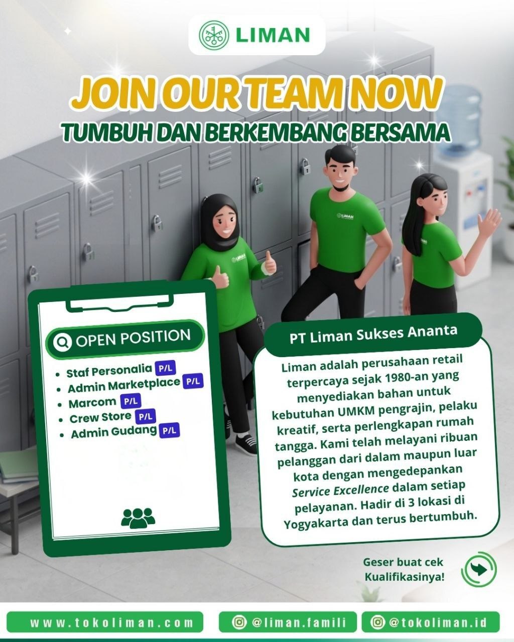 Poster lowongan PT Liman Sukses Ananta