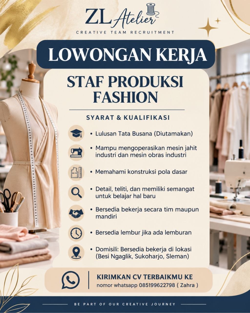 Poster lowongan ZL Atelier