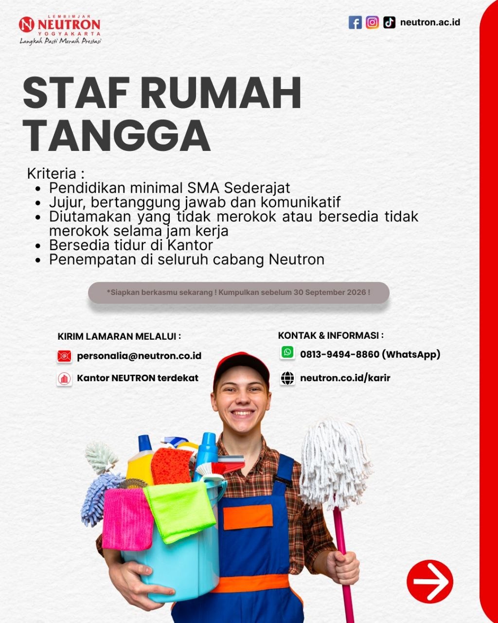 Poster lowongan Lembimjar Neutron Yogyakarta