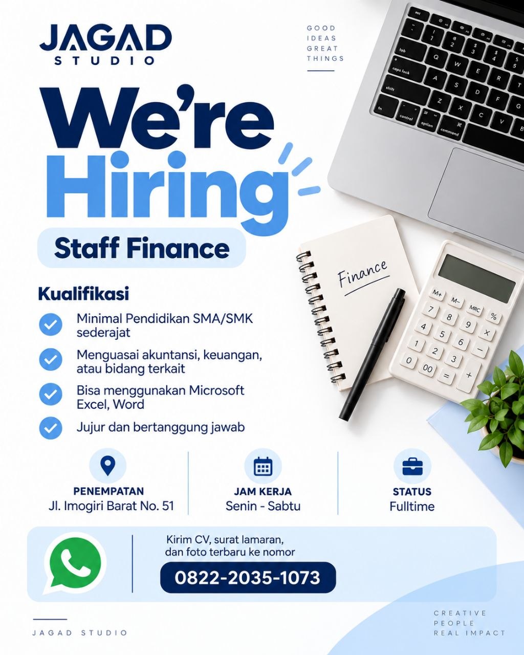 Poster lowongan JAGAD STUDIO
