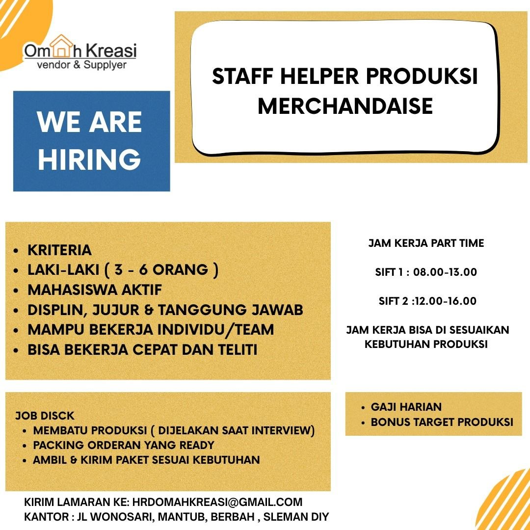 Poster lowongan OMAH KREASI