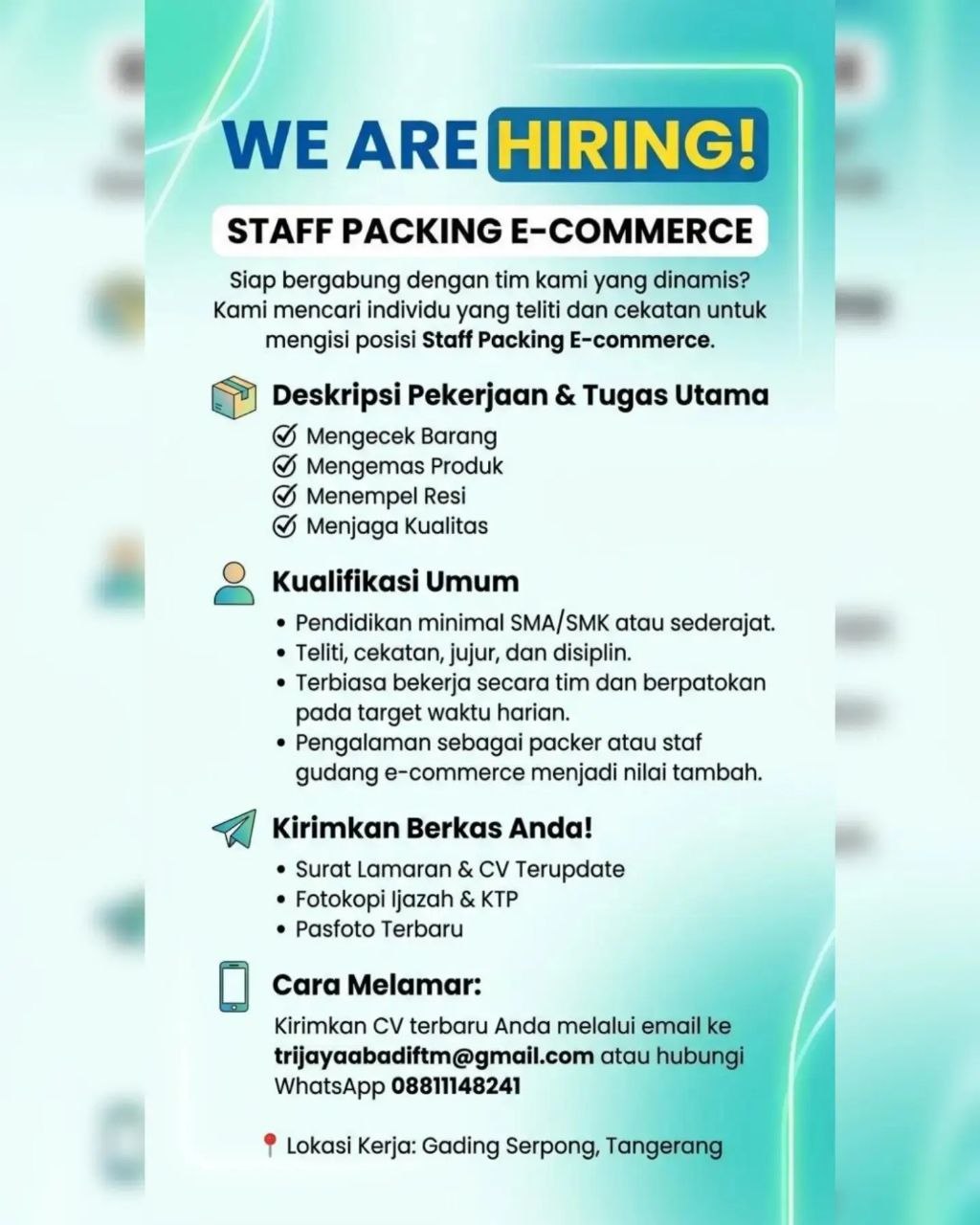 Poster lowongan Lowker Jakarta Update