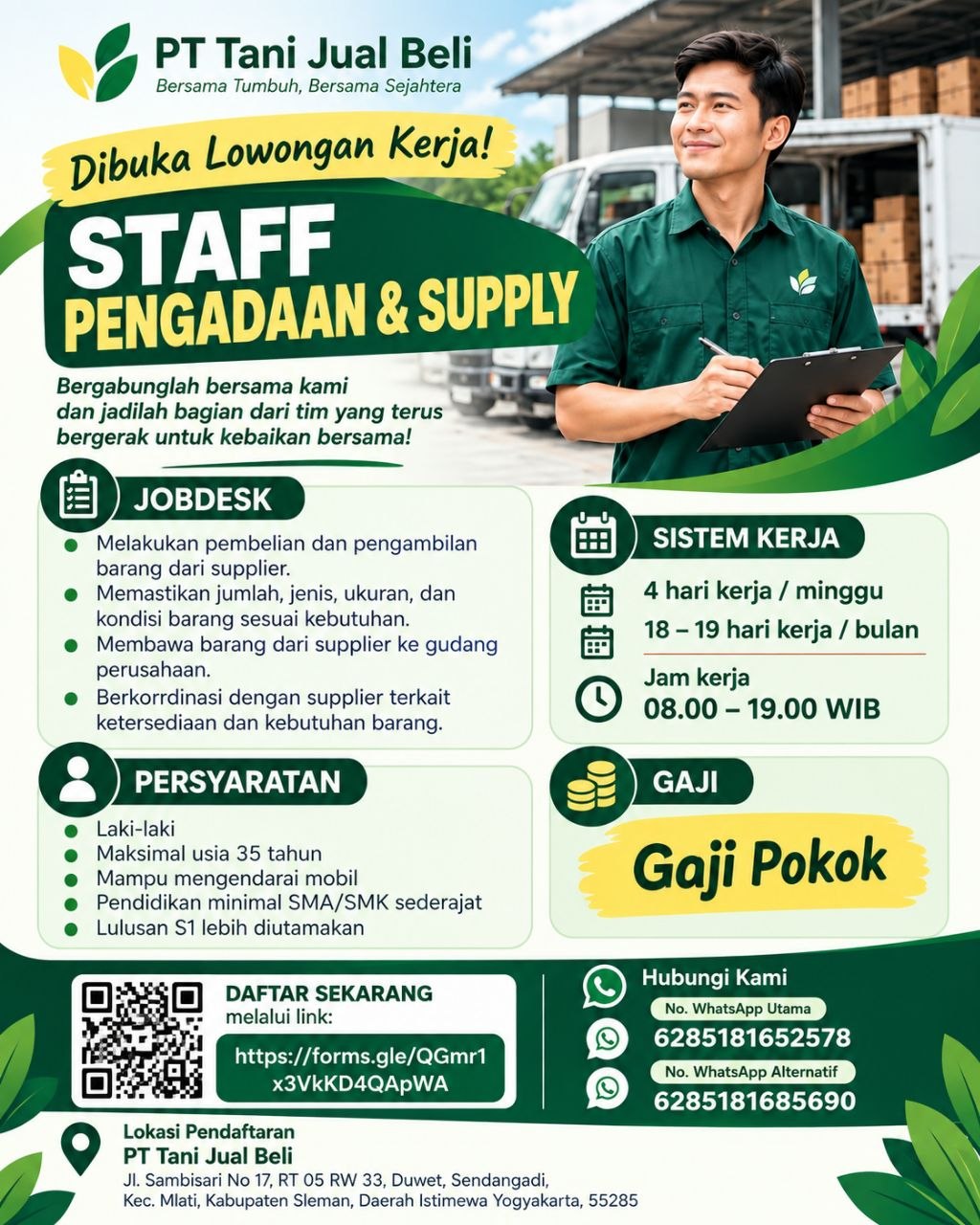 Poster lowongan PT TANI JUAL BELI