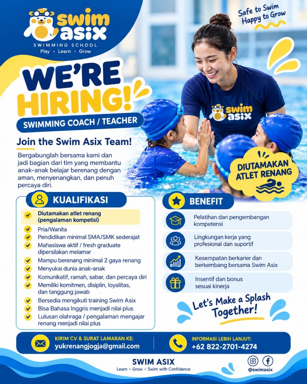 Poster lowongan Swim Asix