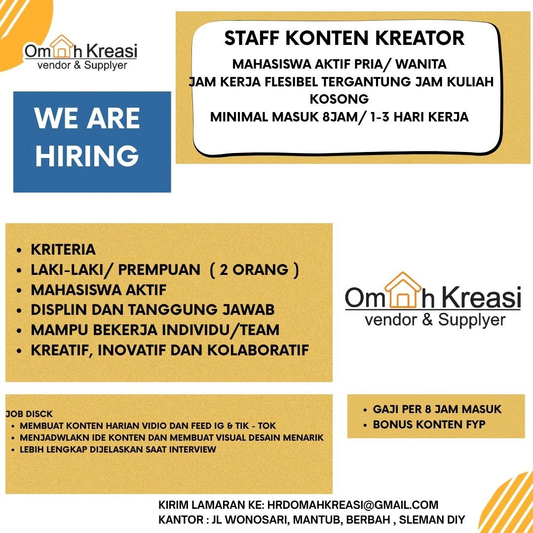 Poster lowongan OMAH KREASI