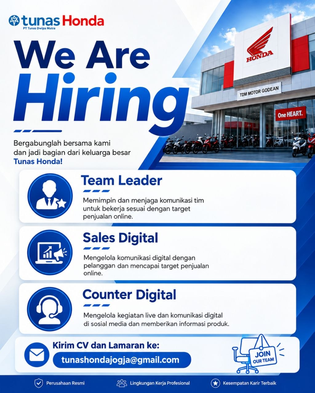 Poster lowongan Tunas Honda