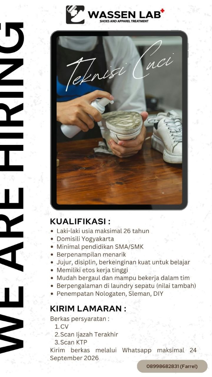 Poster lowongan Wassen Lab