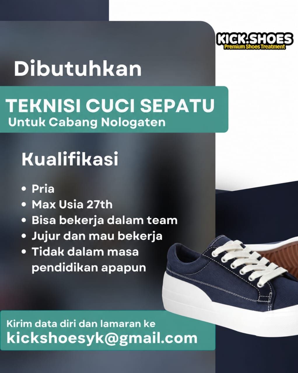 Poster lowongan Kick.Shoes