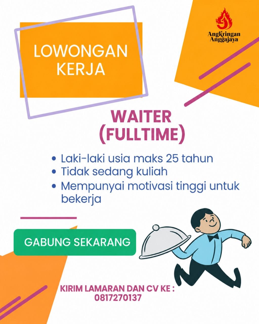 Poster lowongan Angkringan Anggajaya