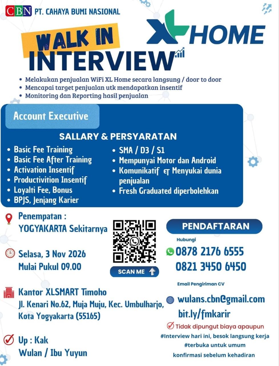 Poster lowongan PT. Cahaya Bumi Nasional
