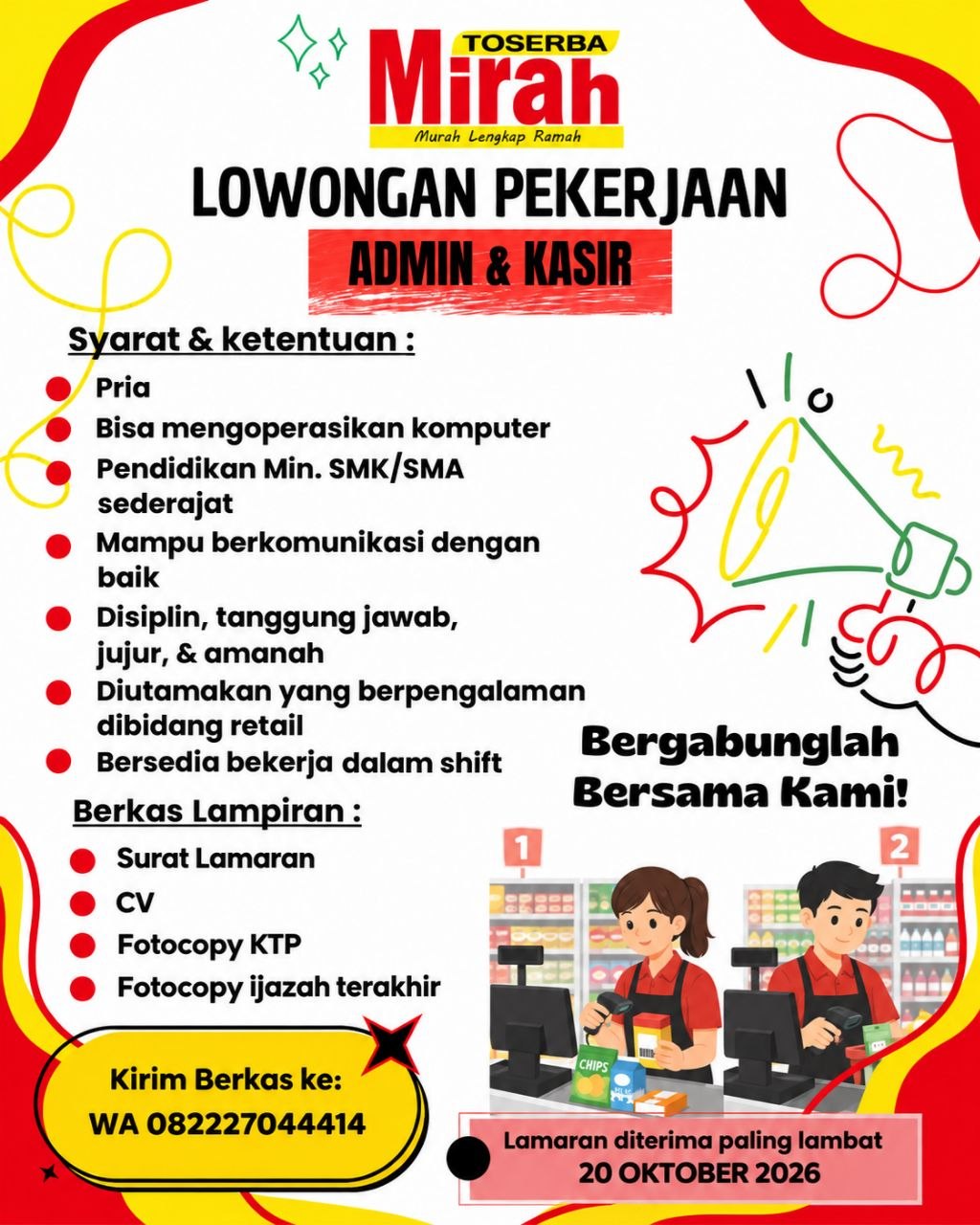 Poster lowongan Toserba Mirah