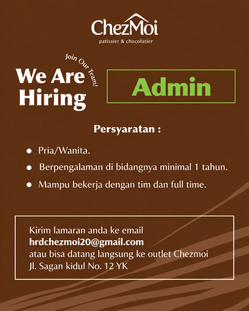 Poster lowongan ChezMoi