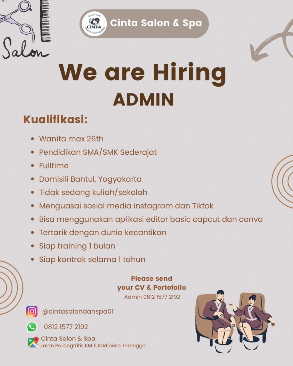 Poster lowongan Cinta Salon & Spa