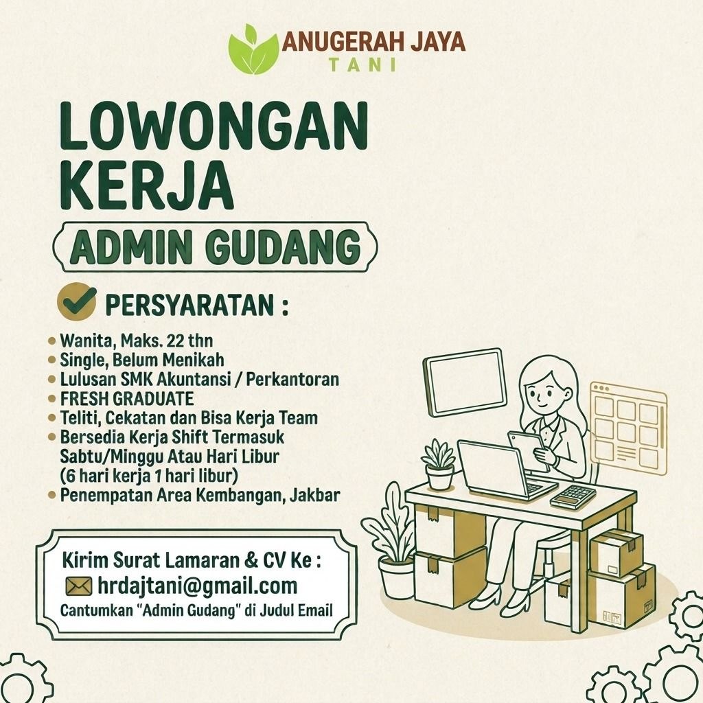 Poster lowongan Anugerah Jaya Tani