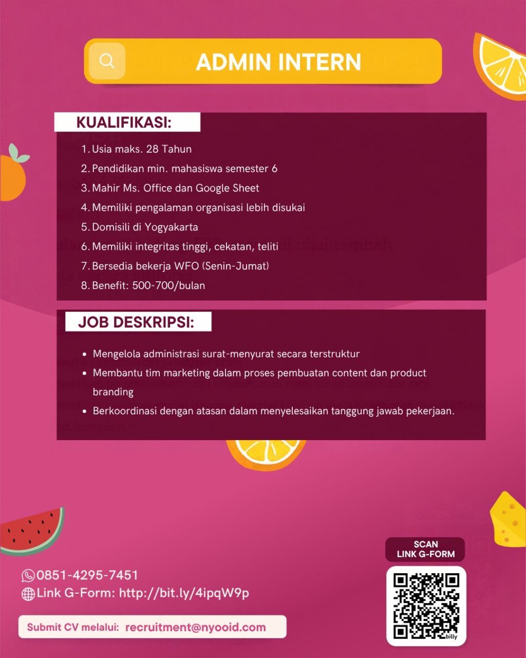 Poster lowongan Nyooid
