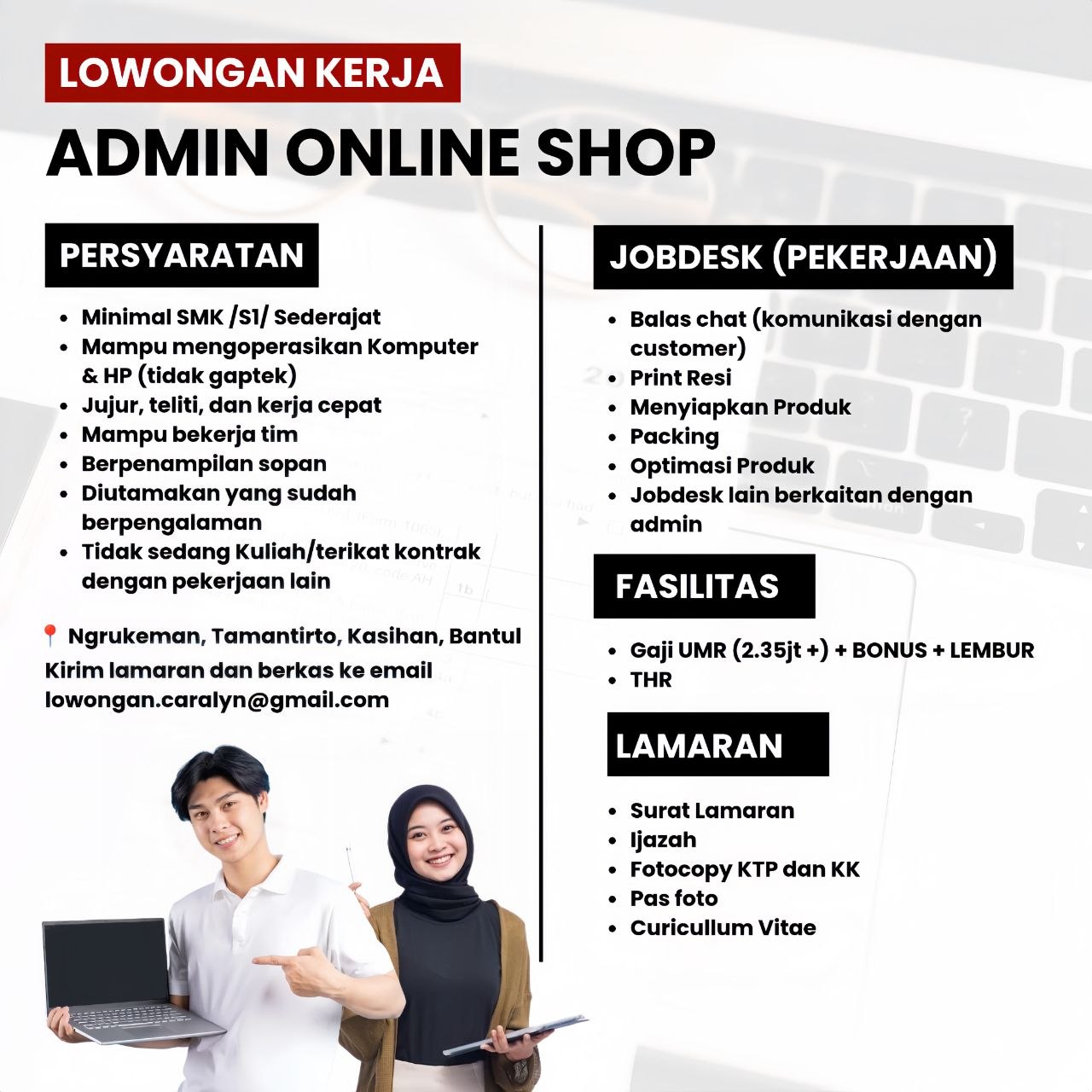 Poster lowongan Caralyn
