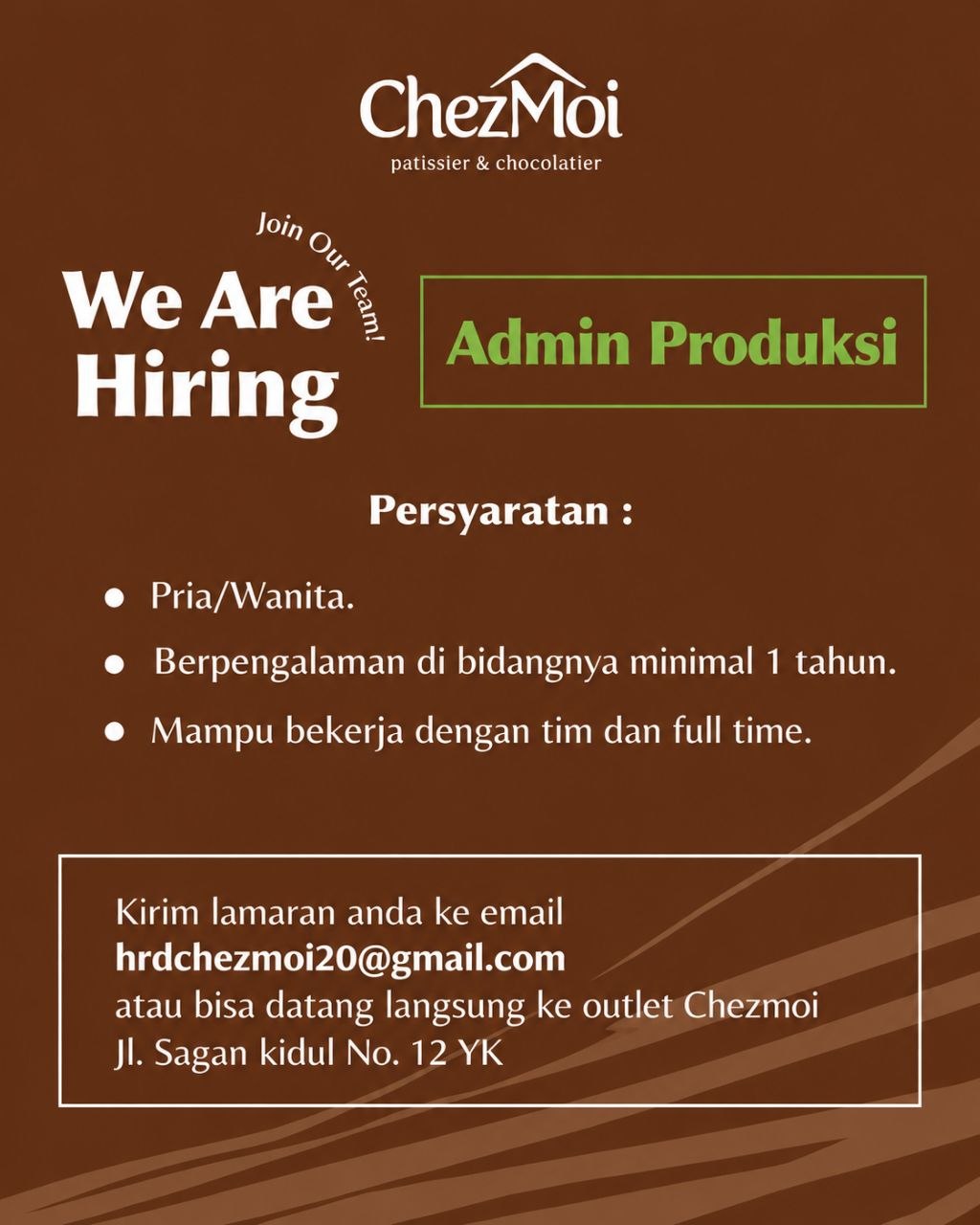 Poster lowongan ChezMoi