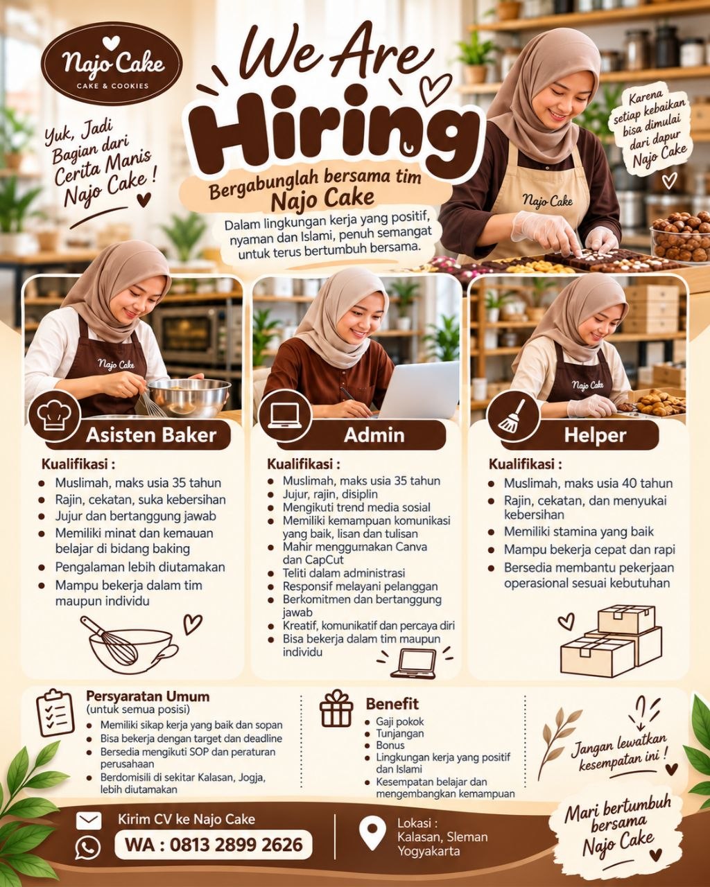 Poster lowongan Najo Cake