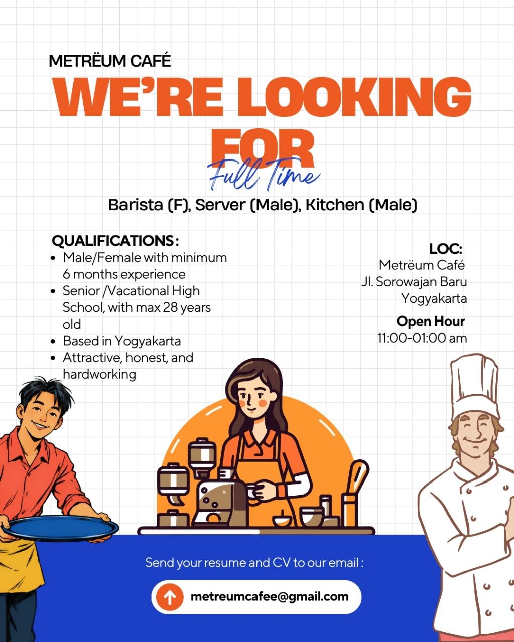 Poster lowongan Metrëum Café
