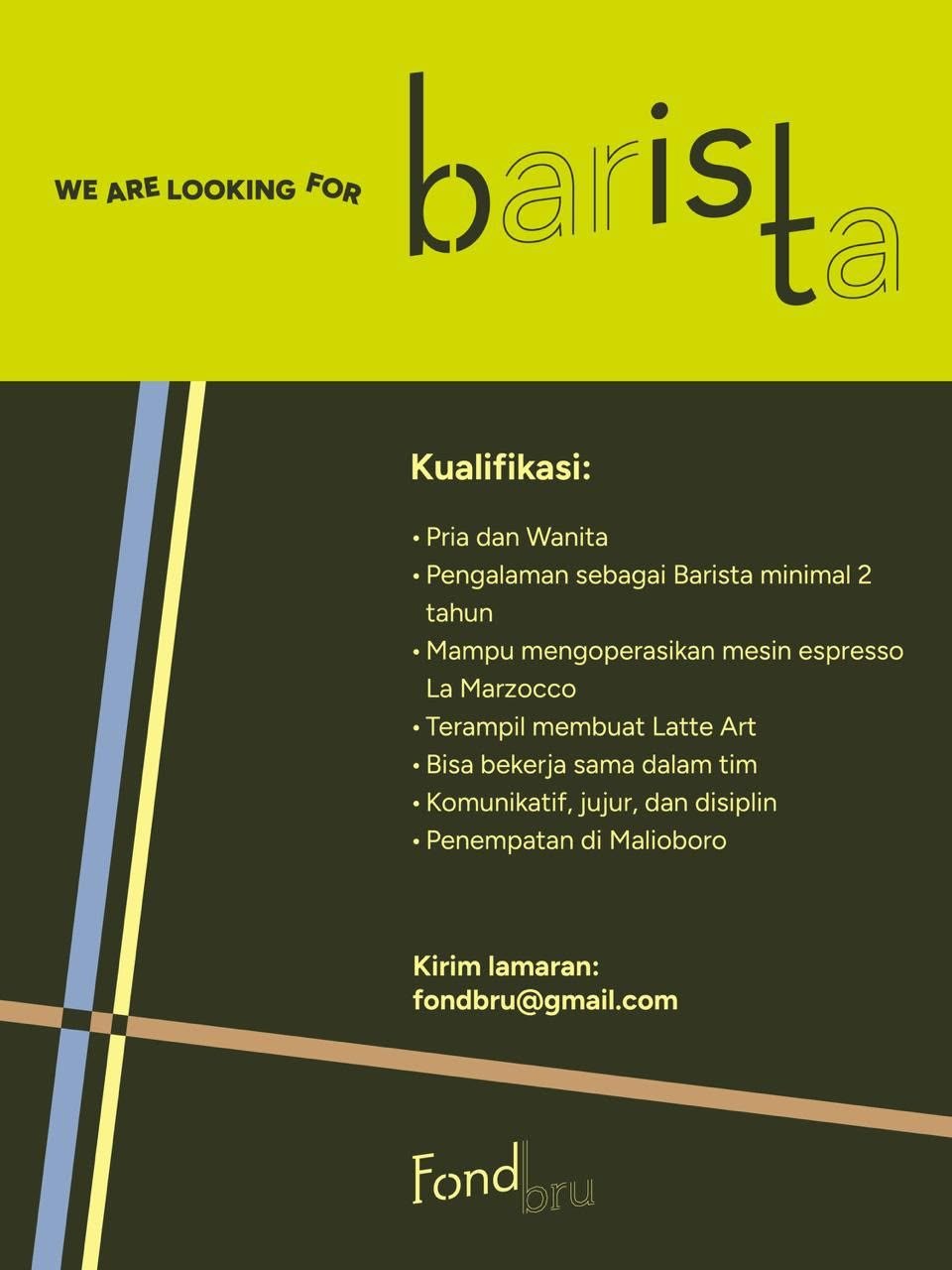 Poster lowongan Fondbru