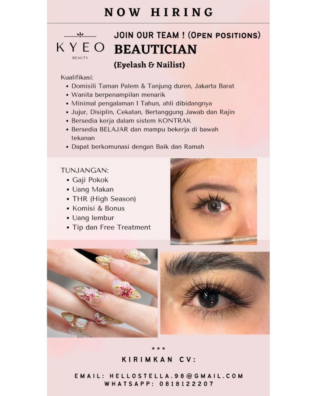 Poster lowongan K Y E O BEAUTY
