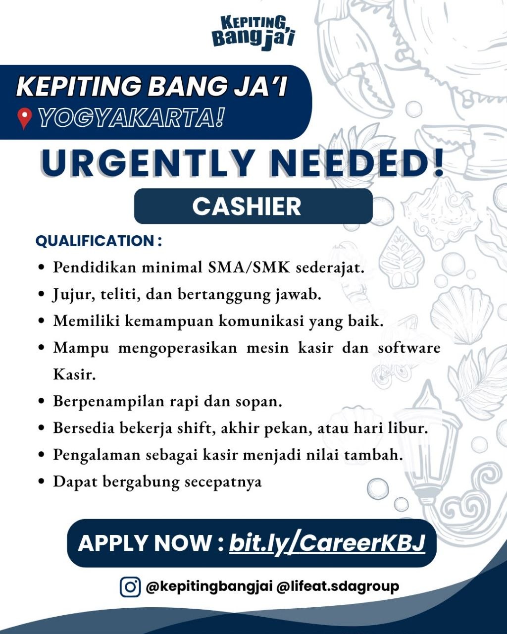 Poster lowongan Kepiting Bang Ja'i