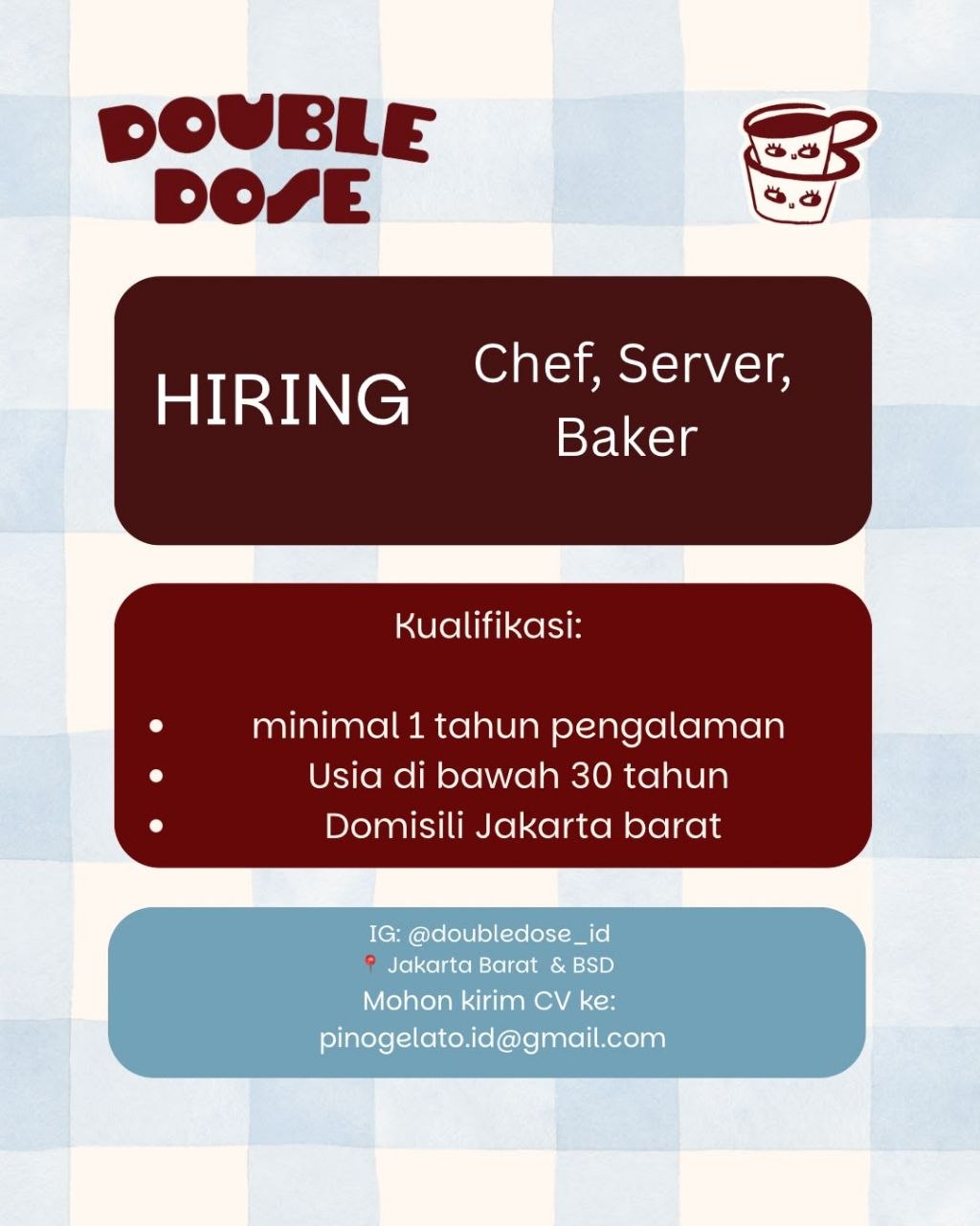 Poster lowongan Double Dose