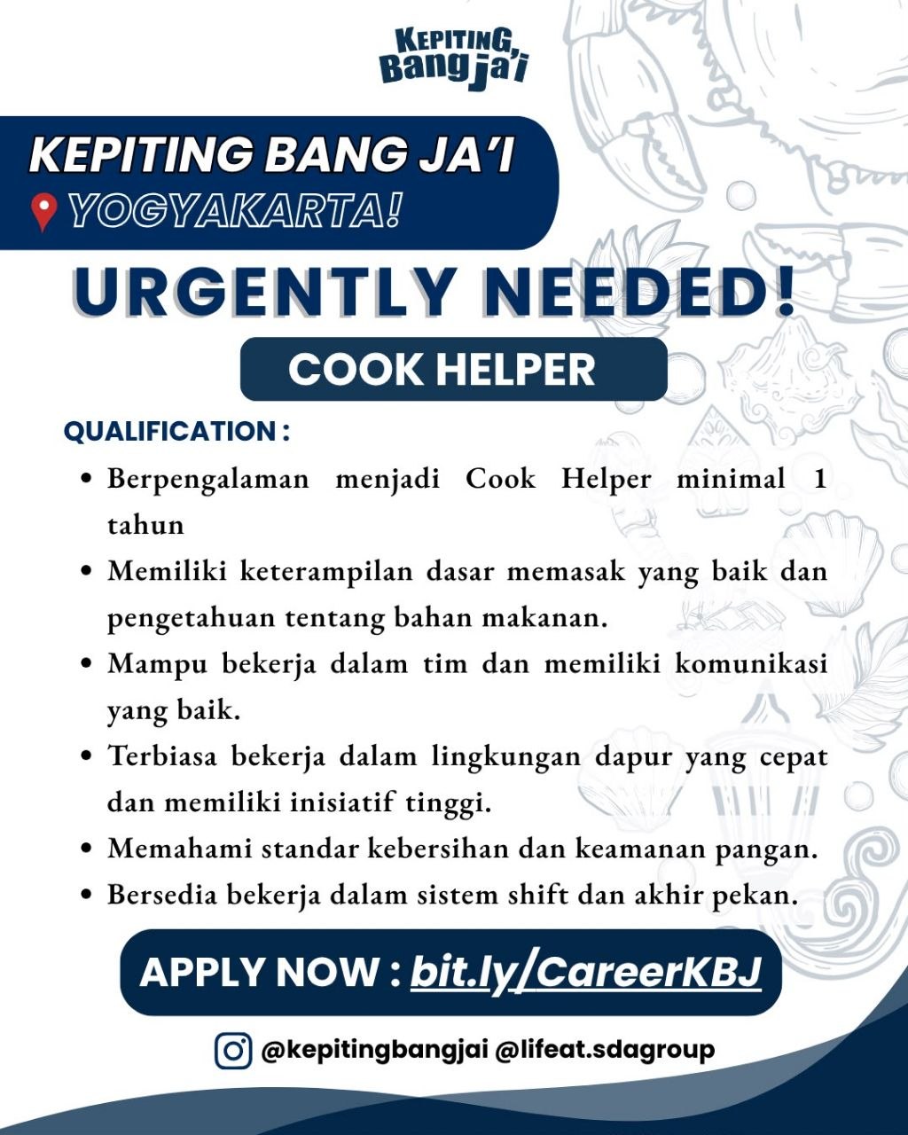 Poster lowongan Kepiting Bang Ja'i