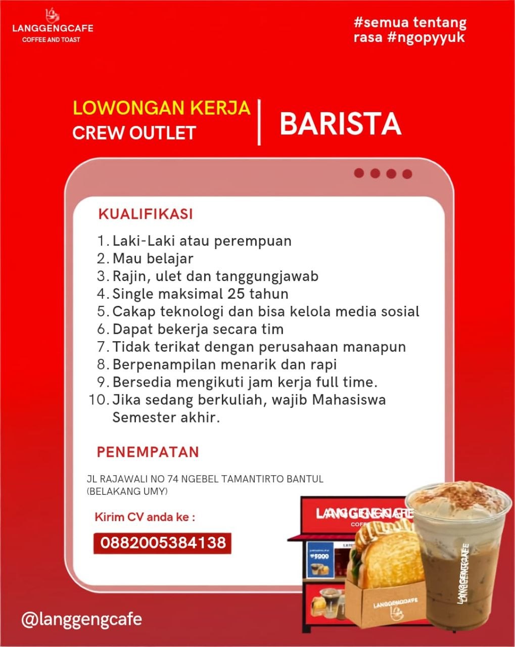 Poster lowongan LANGGENGCAFE