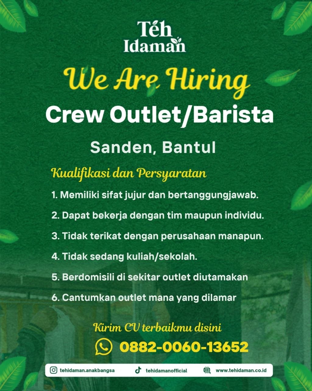 Poster lowongan Teh Idaman