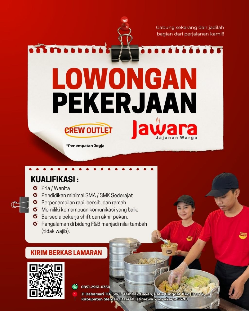 Poster lowongan Jawara Jajanan Warga