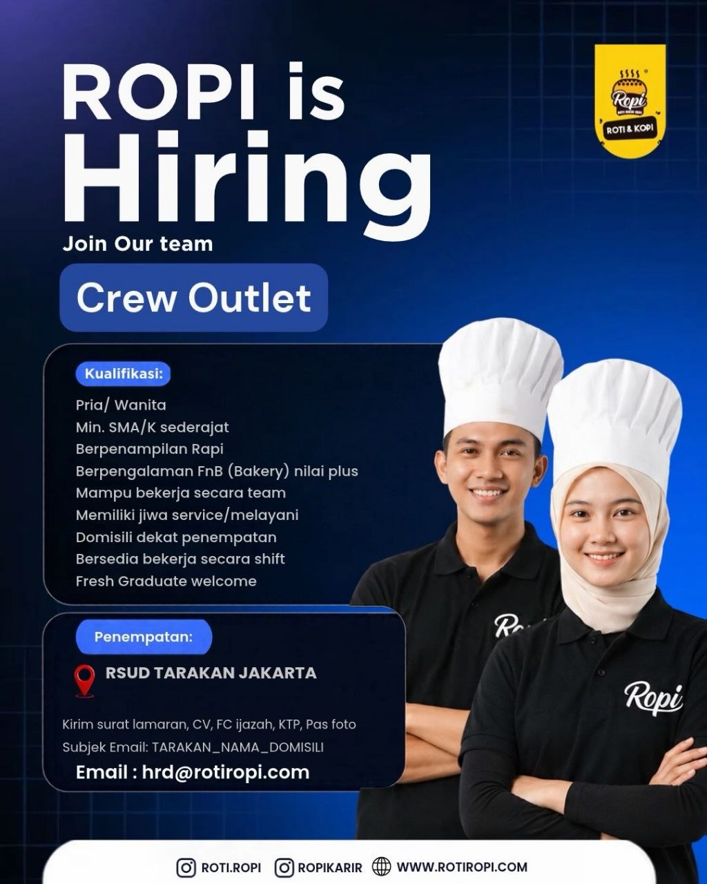 Poster lowongan Ropi Roti & Kopi