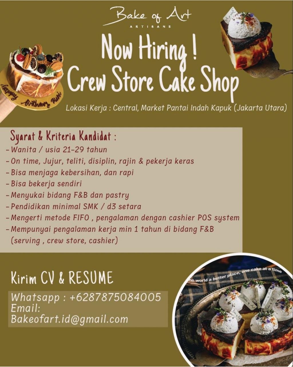 Poster lowongan Bake of Art