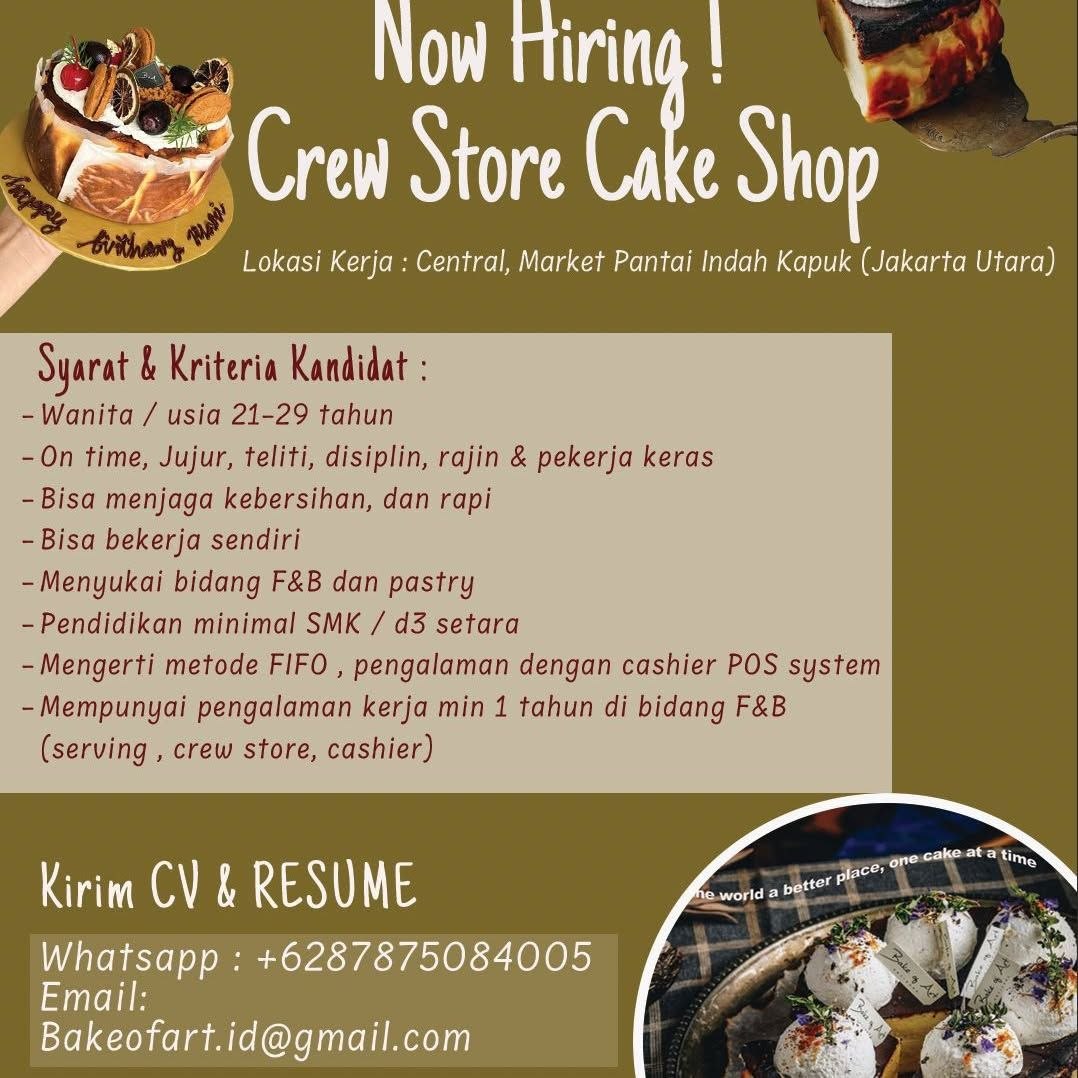 Poster lowongan Bakeofart