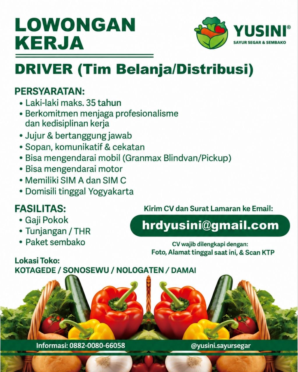 Poster lowongan YUSINI