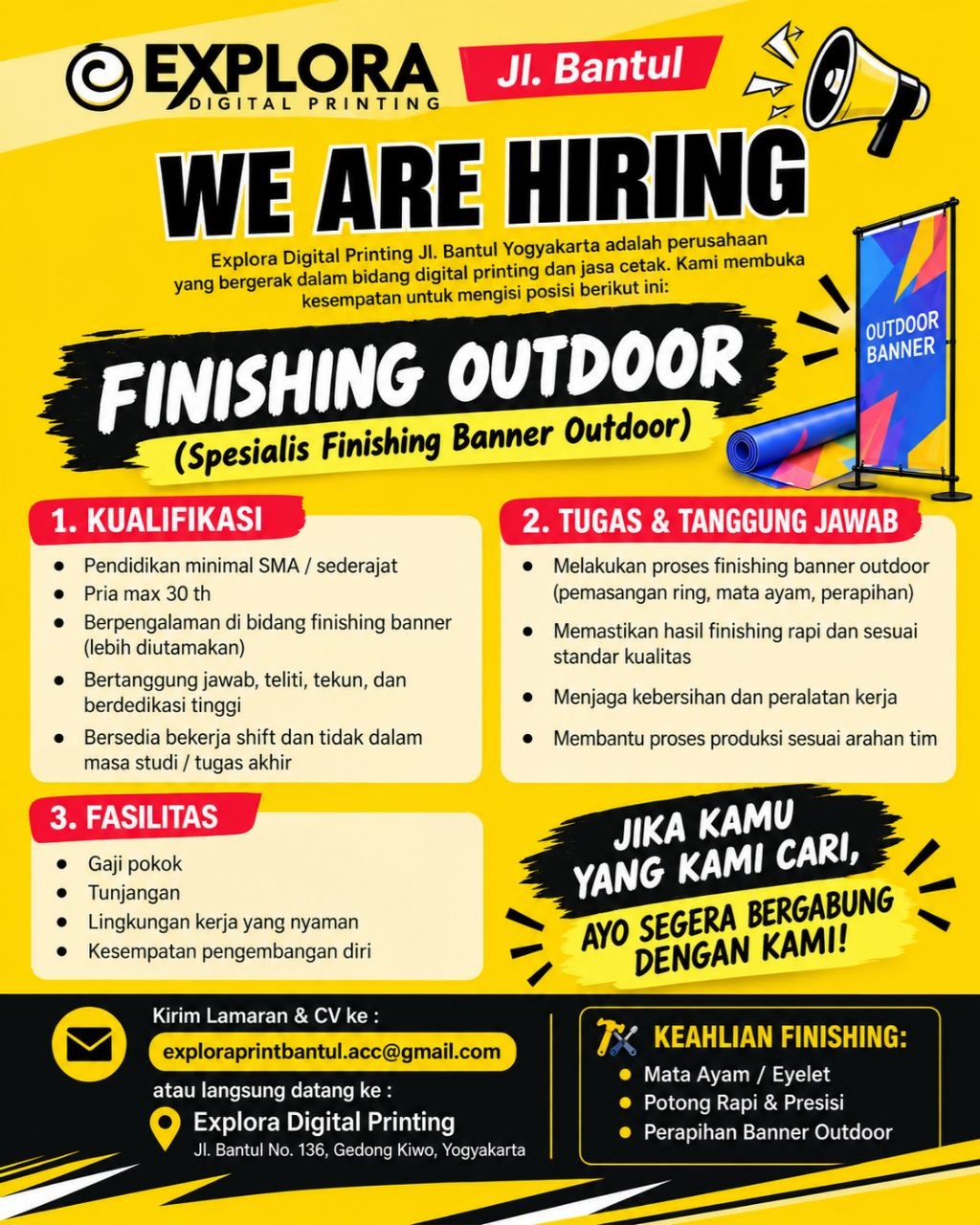 Poster lowongan Explora Digital Printing