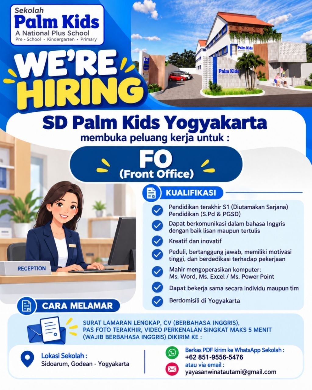 Poster lowongan Sekolah Palm Kids