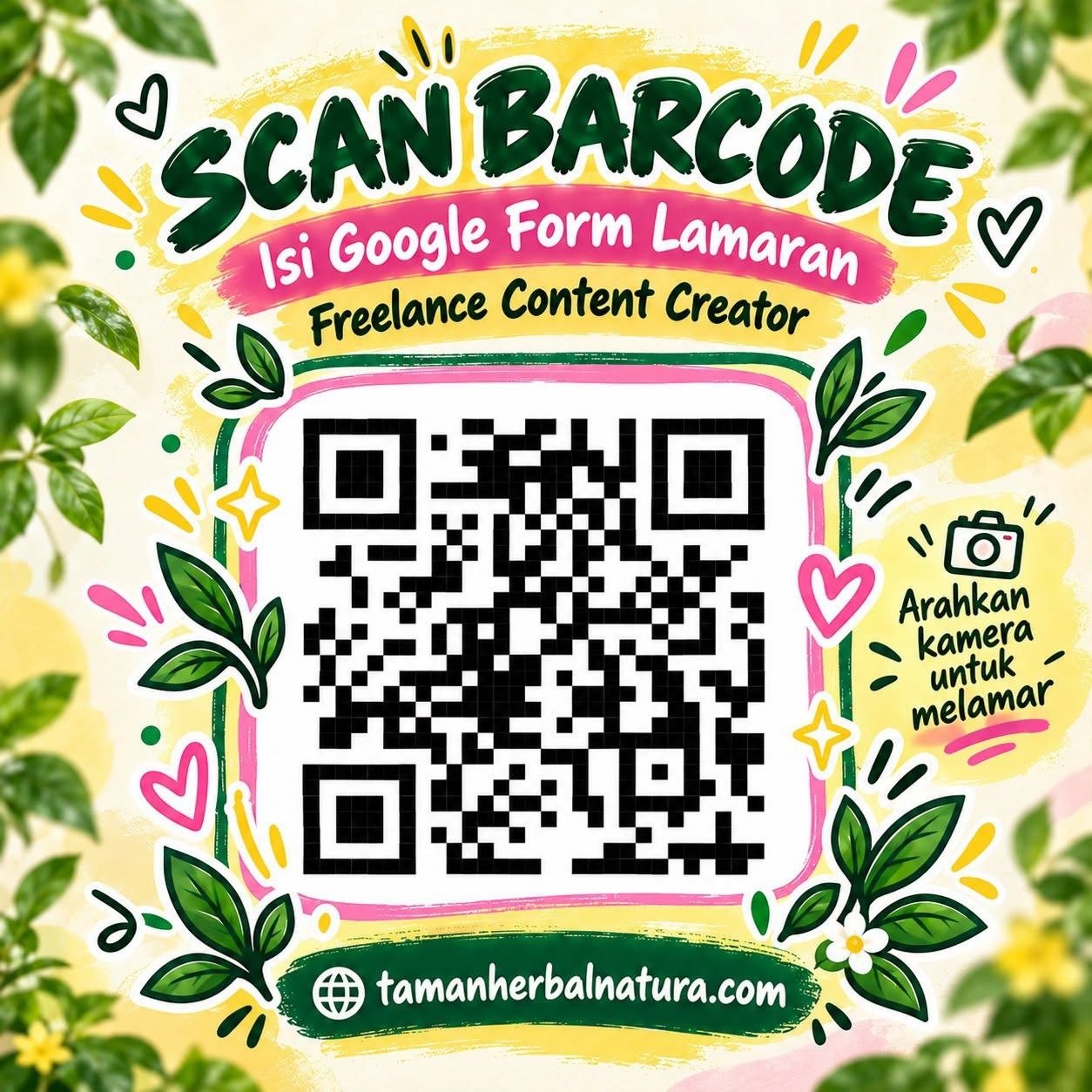 Poster lowongan PT Taman Herbal Natura