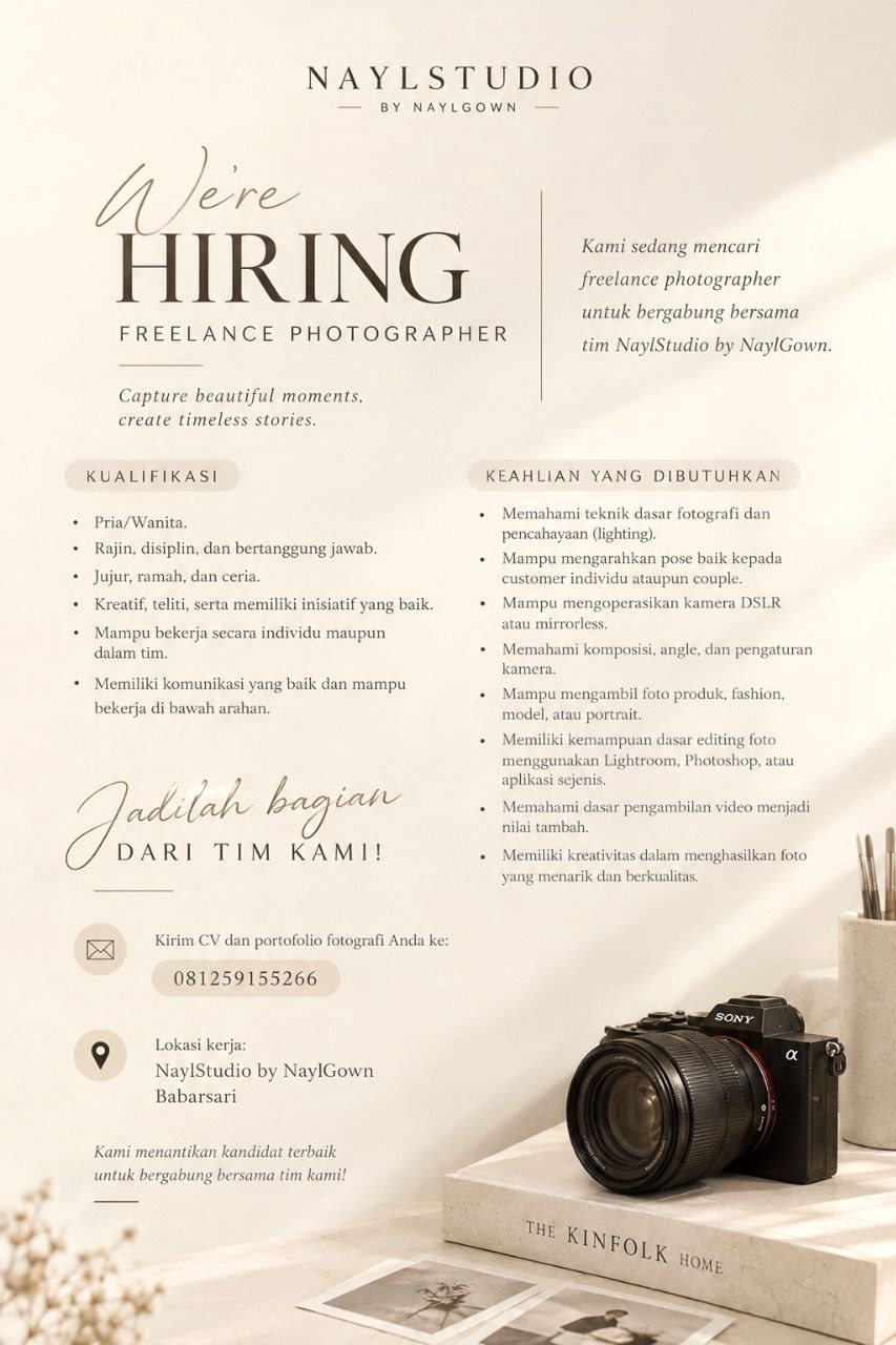 Poster lowongan NaylStudio by NaylGown