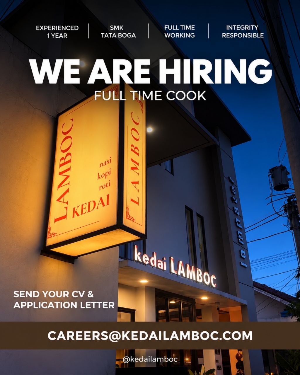 Poster lowongan kedai LAMBOC