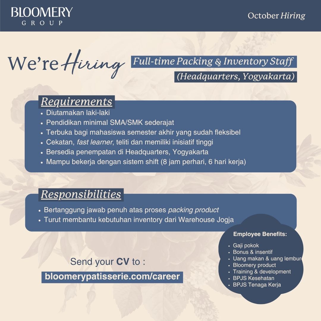Poster lowongan Bloomery Group
