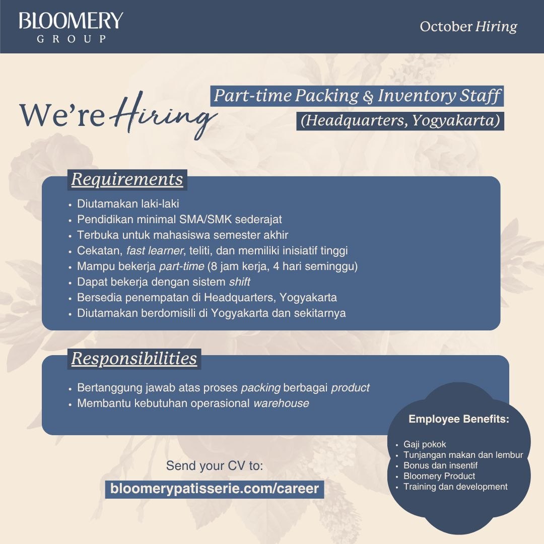 Poster lowongan Bloomery Group