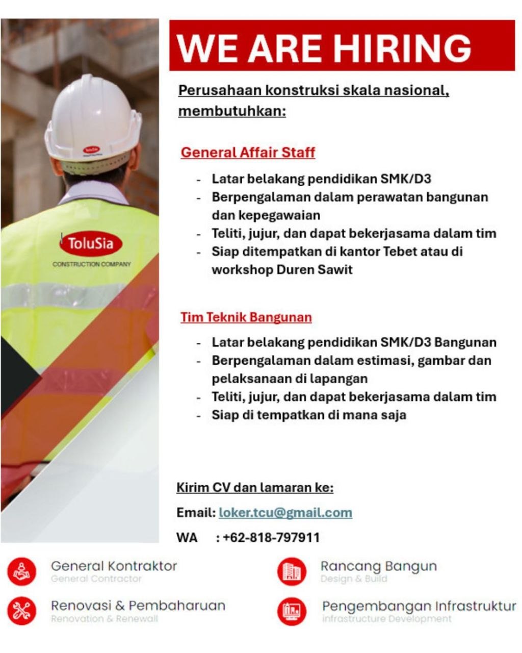 Poster lowongan ToluSia