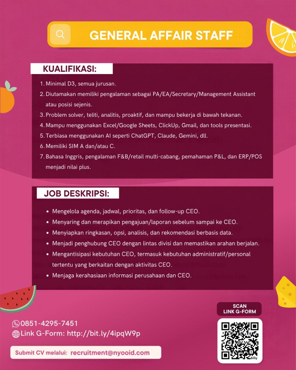 Poster lowongan Nyooid
