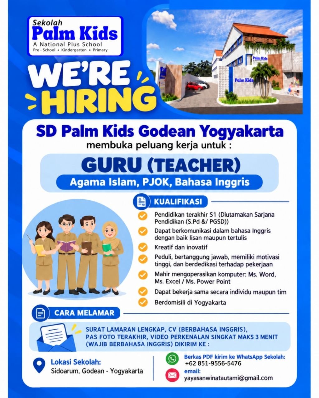 Poster lowongan Sekolah Palm Kids