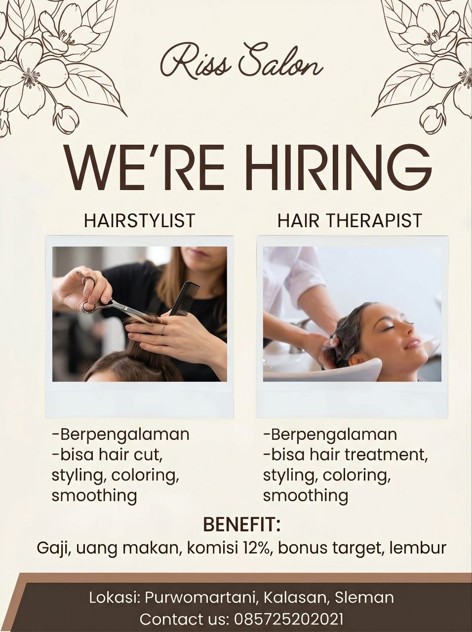 Poster lowongan Riss Salon