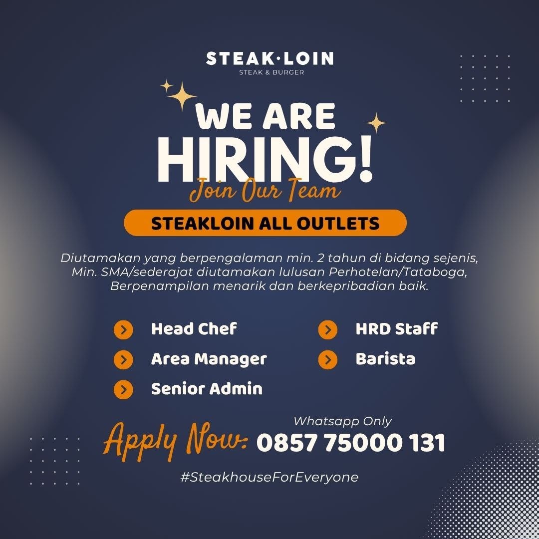 Poster lowongan STEAK·LOIN